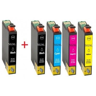 Συμβατά μελάνια 1 σετ+1 μαύρο T502XL  502XL 5τεμ.