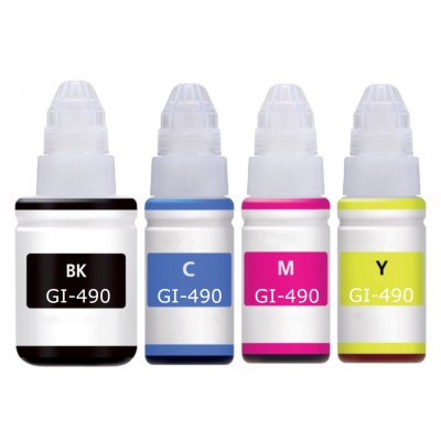 Set 4τεμ Συμβατά Μελάνια Canon GI-490 GI490 All Colors