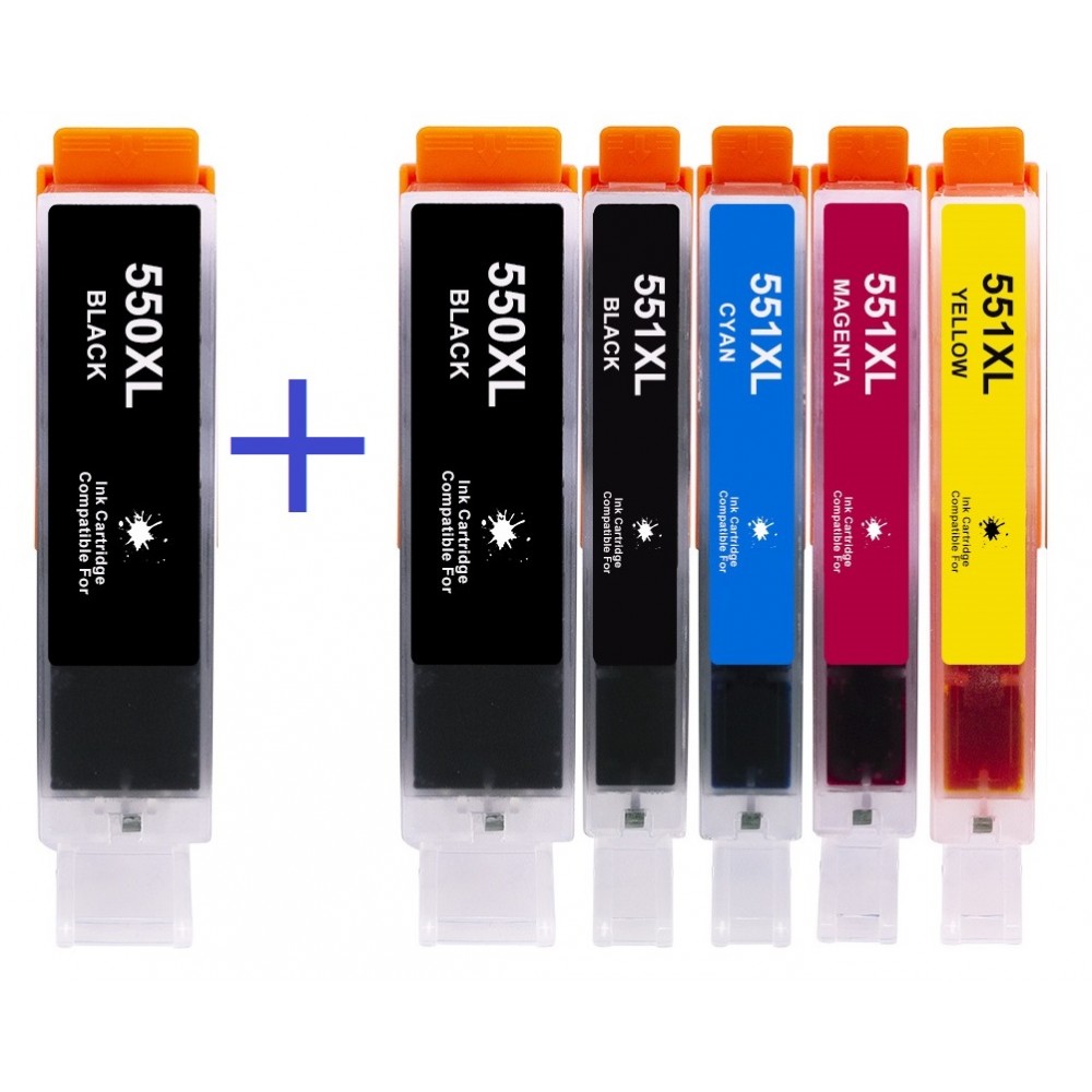 Συμβατά μελάνια 1set+1 μαύρο PGI550XL / CLI551XL PGI-550XL / CLI-551XL 6τεμ.
