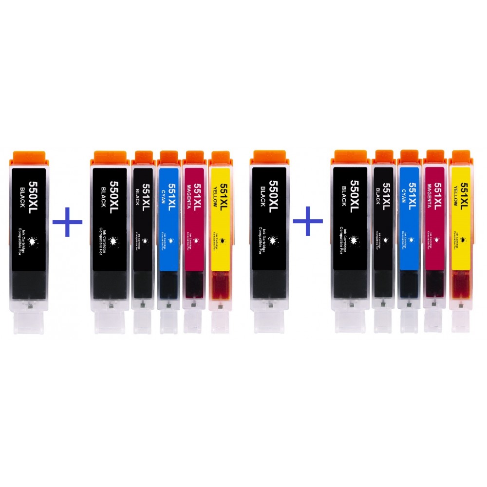 Συμβατά μελάνια 2set+2 μαύρα PGI550XL / CLI551XL PGI-550XL / CLI-551XL 12τεμ.