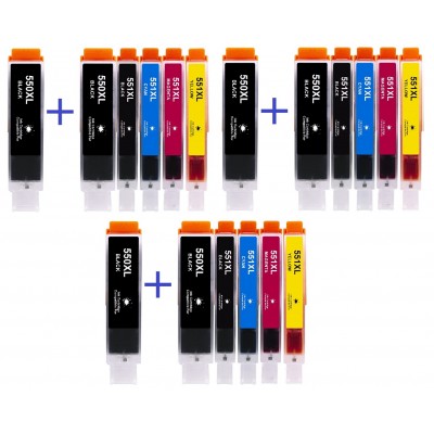 Συμβατά μελάνια 3set+3 μαύρα PGI550XL / CLI551XL PGI-550XL / CLI-551XL 18τεμ.