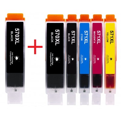 Συμβατά μελάνια 1set+1 μαύρο PGI570XL / CLI571XLPGI-570XL / CLI-571XL  6τεμ.