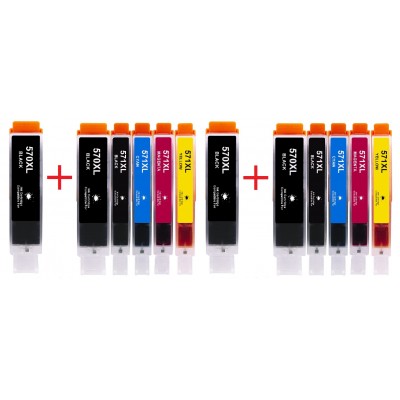 Συμβατά μελάνια 2σετ +2 μαύρα PGI570XL / CLI571XL PGI570XL / CLI571XLPGI-570XL / CLI-571XL 12τεμ.