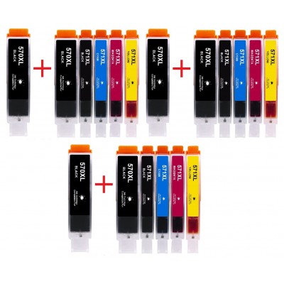 Συμβατά μελάνια 3σετ +3 μαύρα PGI570XL / CLI571XL PGI570XL / CLI571XLPGI-570XL / CLI-571XL 18τεμ.