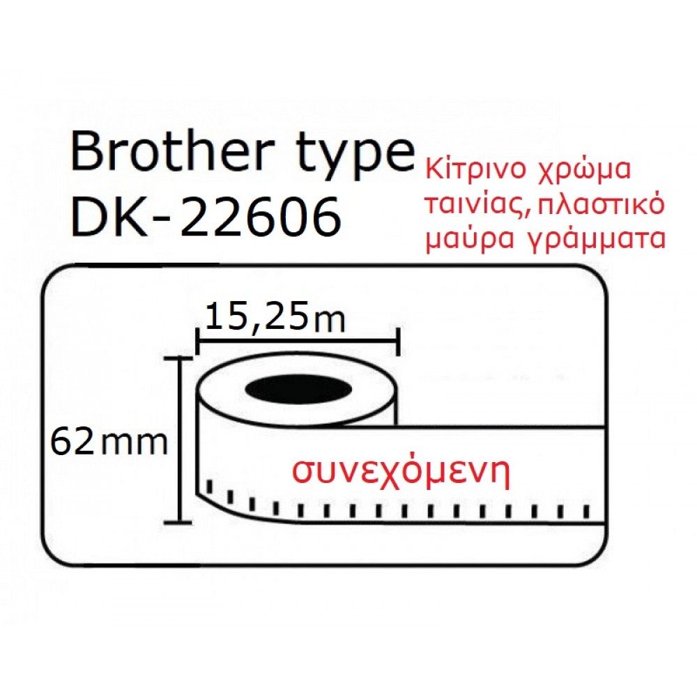 DK22606 DK-22606  Αυτοκόλλητη θερμική ετικέτα συμβατή Brother 15,25mX62mm