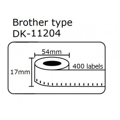 DK11204 DK-11204  Αυτοκόλλητη θερμική ετικέτα συμβατή Brother 17mmX54mm