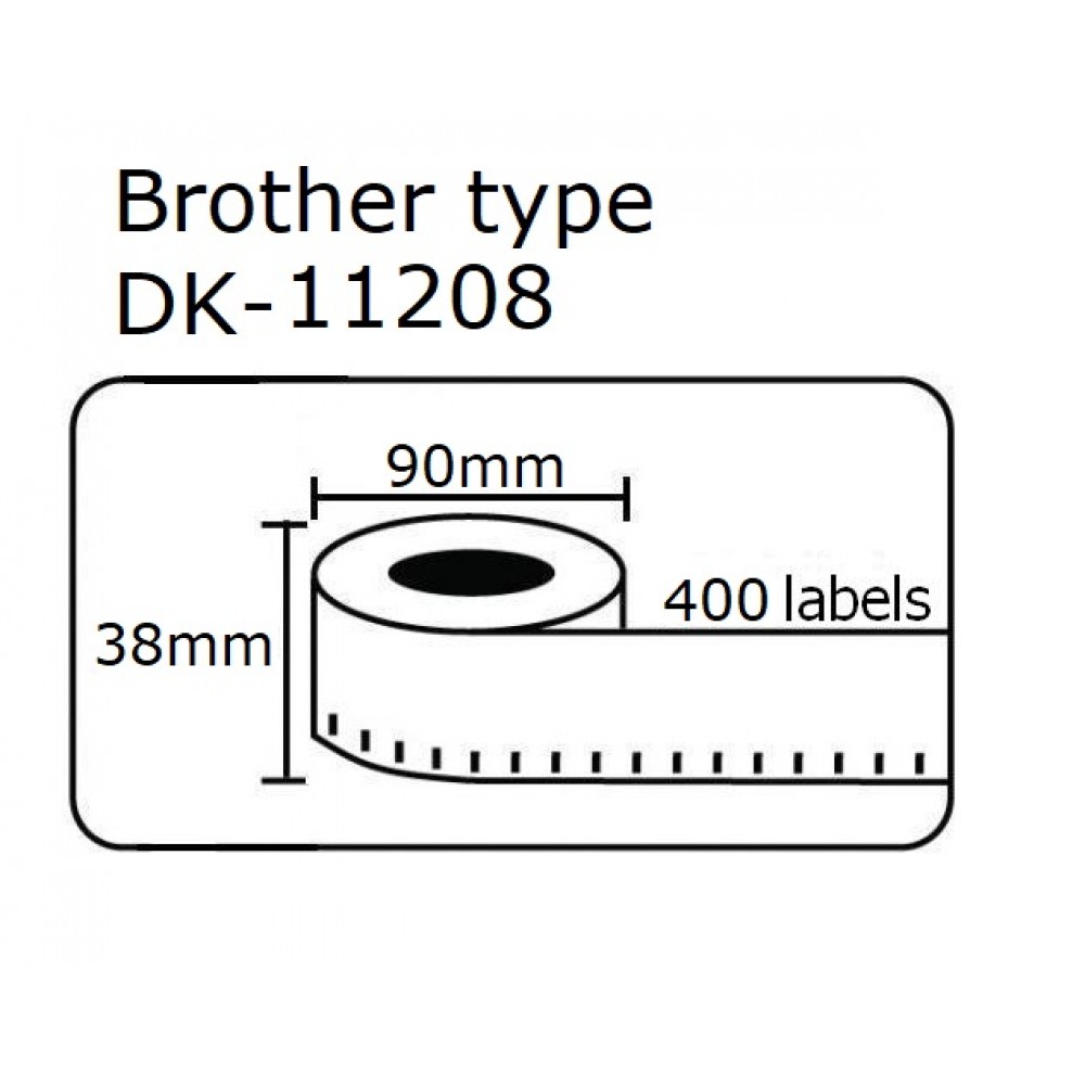 DK11208 DK-11208 Αυτοκόλλητη θερμική ετικέτα συμβατή Brother  38mmX90mm