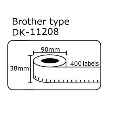 DK11208 DK-11208 Αυτοκόλλητη θερμική ετικέτα συμβατή Brother  38mmX90mm
