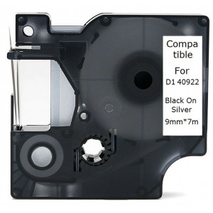 Ταινία Ετικετογράφου Συμβατή Dymo D1 40922 Black on Silver 9mm*7m (D1 40913 Series)