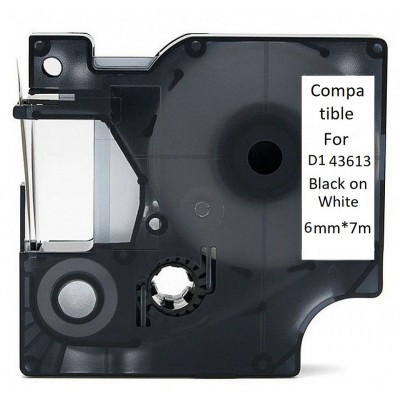 Ταινία Ετικετογράφου Συμβατή Dymo D1 43613 Black On White 6mm*7m