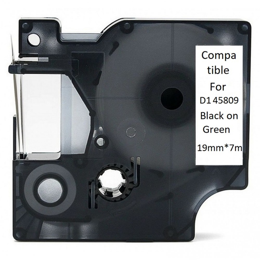 Ταινία Ετικετογράφου Συμβατή Dymo D1 45809 Black on Green 19mm*7m