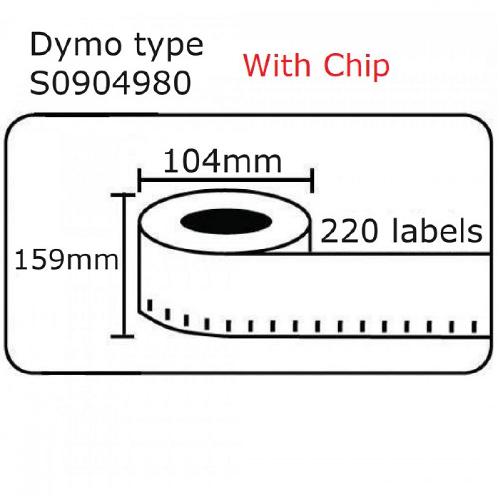 Ετικέτες Γενικής Χρήσης Συμβατή  Dymo S0904980 104mm*159mm 220τεμ. Με Chip