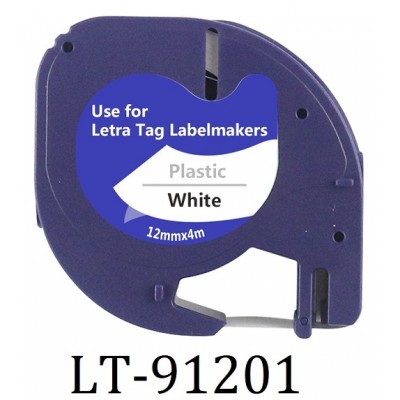 Συμβατή Ταινία Dymo LetraTag 91201 (91221)  (plastic Black on White S0721660) 12mmx4m