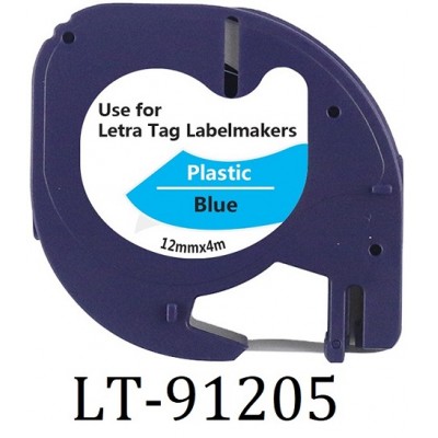 Συμβατή Ταινία Dymo LetraTag 91205 (plastic  Black on Blue S0721650) 12mmx4m