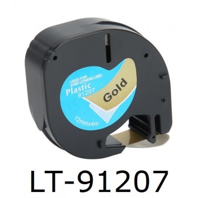 Συμβατή Ταινία Dymo LetraTag 91207 (plastic Black on Gold S0721612) 12mmx4m