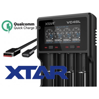 Xtar VC4SL QC3.0 - Charger for Li-Ion 3.6V - 3.7V and NIMH 1.2V batteries