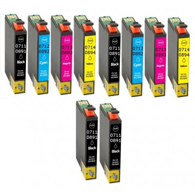 Συμβατά μελάνια 2set+2 μαύρα T0711 / T0891 10τεμ.