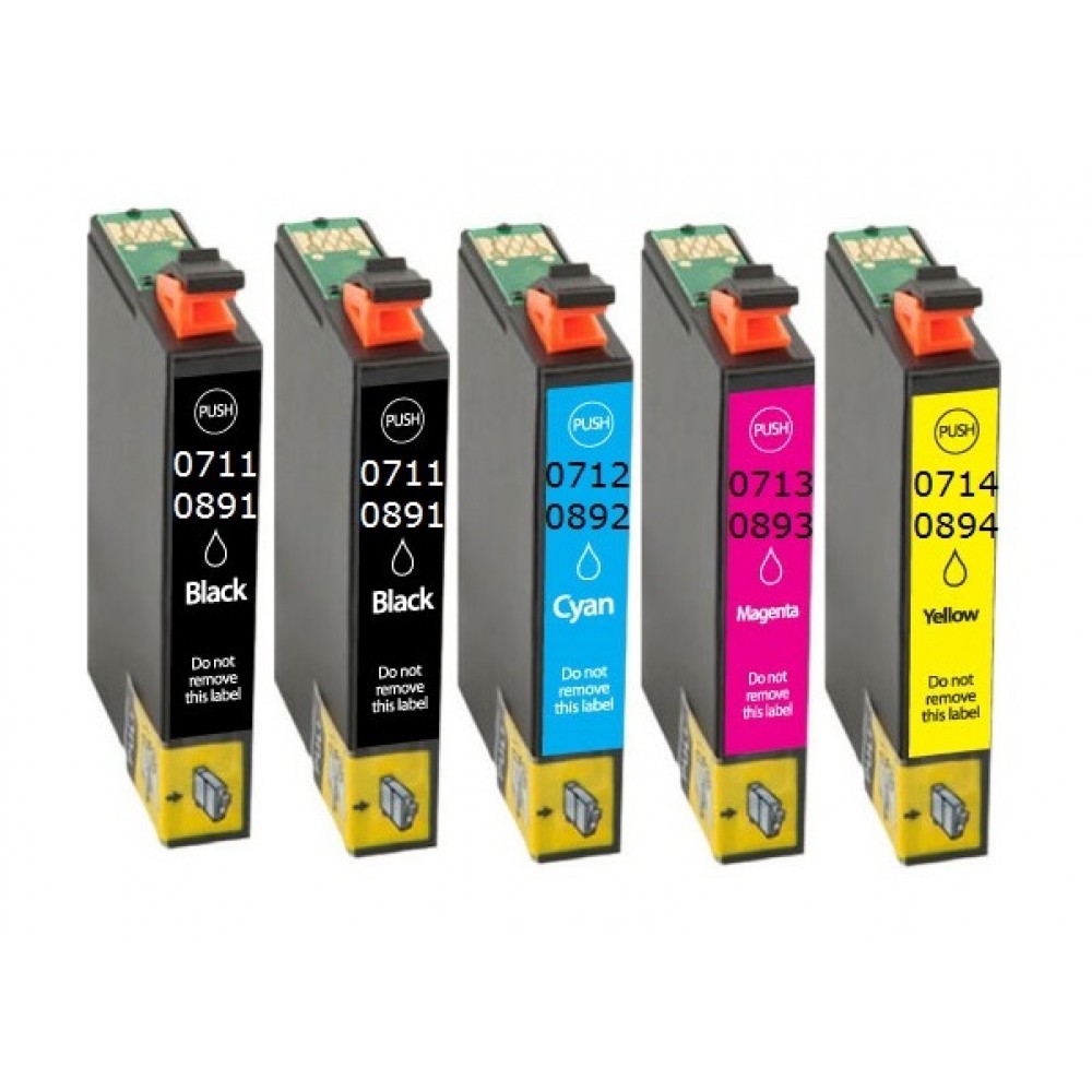 Συμβατά μελάνια 1set+1 μαύρο T0711 / T0891  5τεμ.