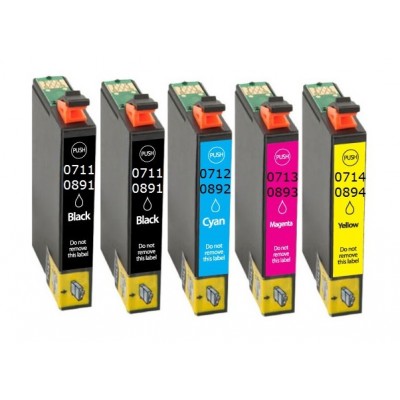 Συμβατά μελάνια 1set+1 μαύρο T0711 / T0891  5τεμ.