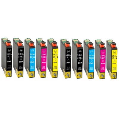 Συμβατά μελάνια 2set+2 μαύρα T18XL T1811 10τεμ.