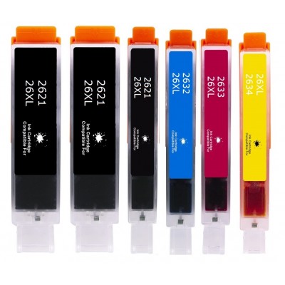 Συμβατά μελάνια 1set+1μαύρο T26XL T2621 6τεμ.