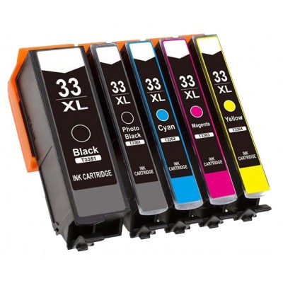1 Full set 5τεμ Καινούργια Συμβατά Μελάνια για Epson T33XL T3351