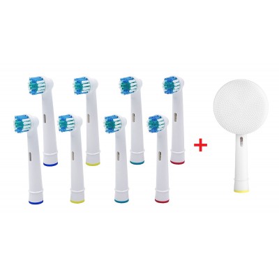 Συμβατά ανταλλακτικά για Oral B 8τεμ μαζί με Βουρτσάκι Καθαρισμού Προσώπου (άσπρο)