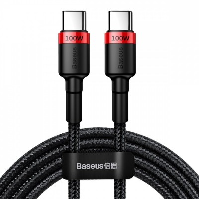 BASEUS CAFULE USB-C CABLE, QC 3.0, PD 2.0, 100W, 5A, 2M (RED-BLACK)