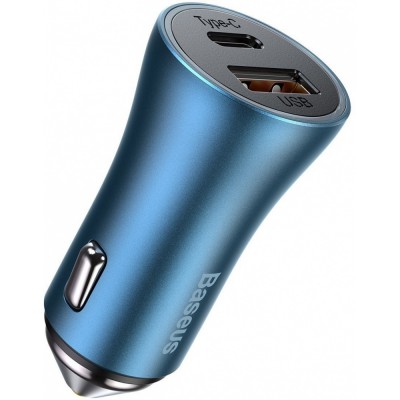 Baseus Golden Contactor Pro car charger, USB + USB-C, QC4.0+, PD, SCP, 40W (blue)
