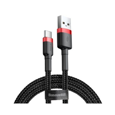 Baseus Cafule Cable Durable Nylon Cable USB / USB-C QC3.0 2A 2M Black-Red (CATKLF-C91)