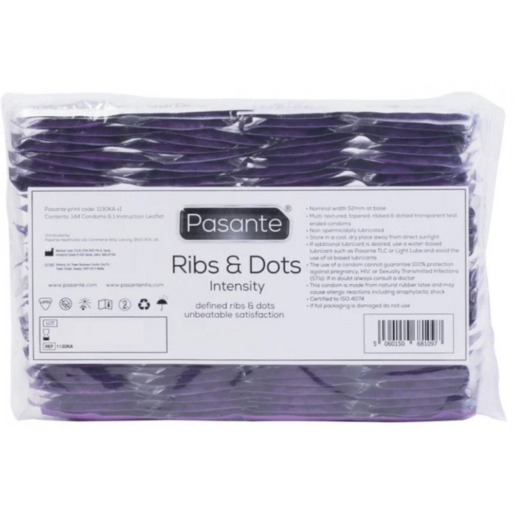 Pasante Προφυλακτικά Intensity Ribs & Dots με Ραβδώσεις 144τμχ